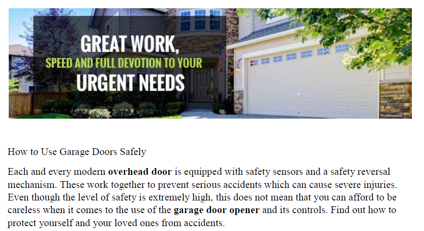How to Use Garage Doors Safely - Garage Door Repair Whitestone